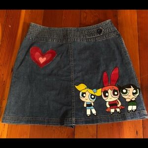 Power Puff Girls hand painted denim skort!! Sz 4.